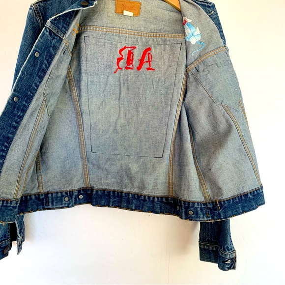 Levi’s Vintage Denim Jacket w/ Black Flag Patch & Sweet Embroidery. Super Rad ⚡️ - Picture 9 of 12